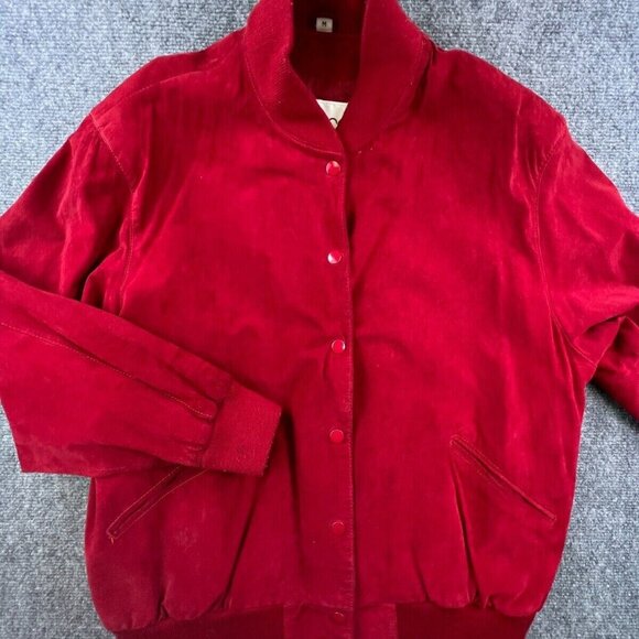 Pia Rucci Women's Red Jacket Suede Leather Vintage Western Biker Boho Medium - Picture 1 of 16